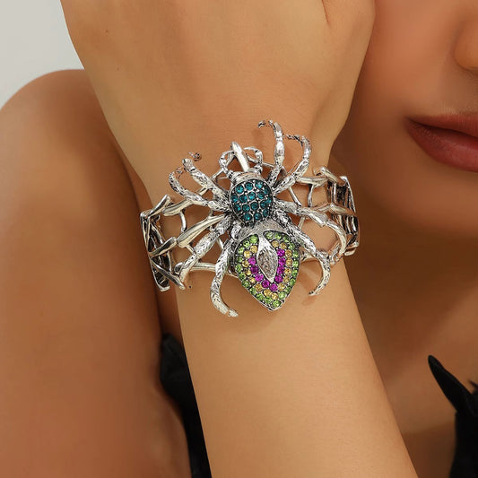 Dark Punk Rhinestone Spider Stretch Bracelet - Halloween Party Jewelry for Women | Edgy Accessory