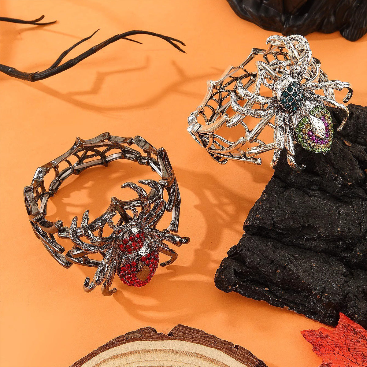 Dark Punk Rhinestone Spider Stretch Bracelet - Halloween Party Jewelry for Women | Edgy Accessory