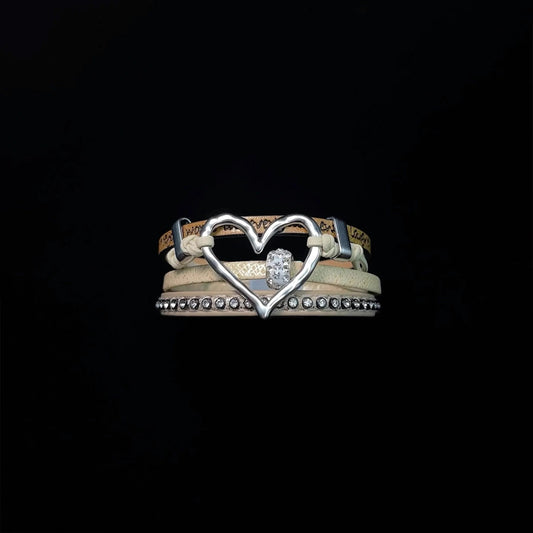 Vintage Leather Love Bracelet - Retro Gothic Romantic Jewelry | Unique Leather Wristband