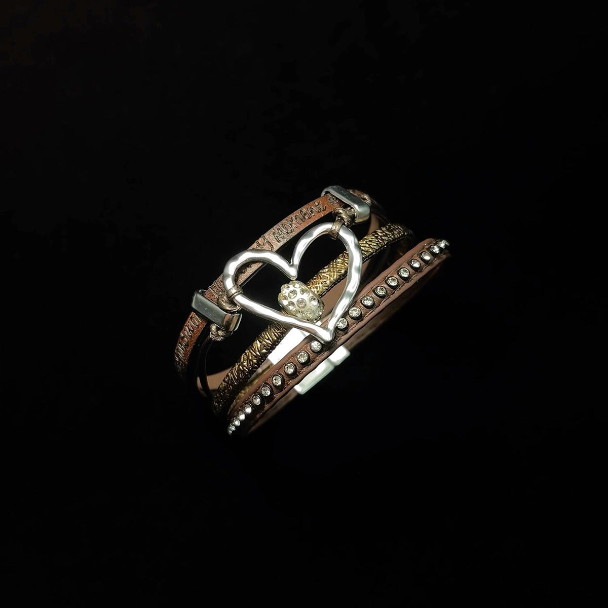 Vintage Leather Love Bracelet - Retro Gothic Romantic Jewelry | Unique Leather Wristband