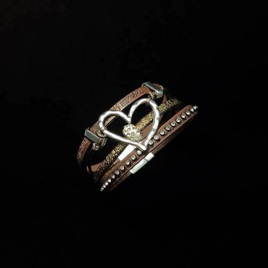 Vintage Leather Love Bracelet - Retro Gothic Romantic Jewelry | Unique Leather Wristband