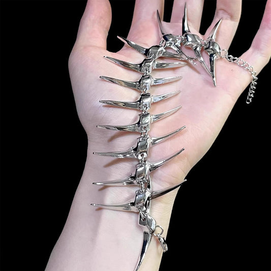 Vintage Dragon Skeleton Spine Bracelet - Retro Dark Fantasy Jewelry | Unique Gothic Wristband
