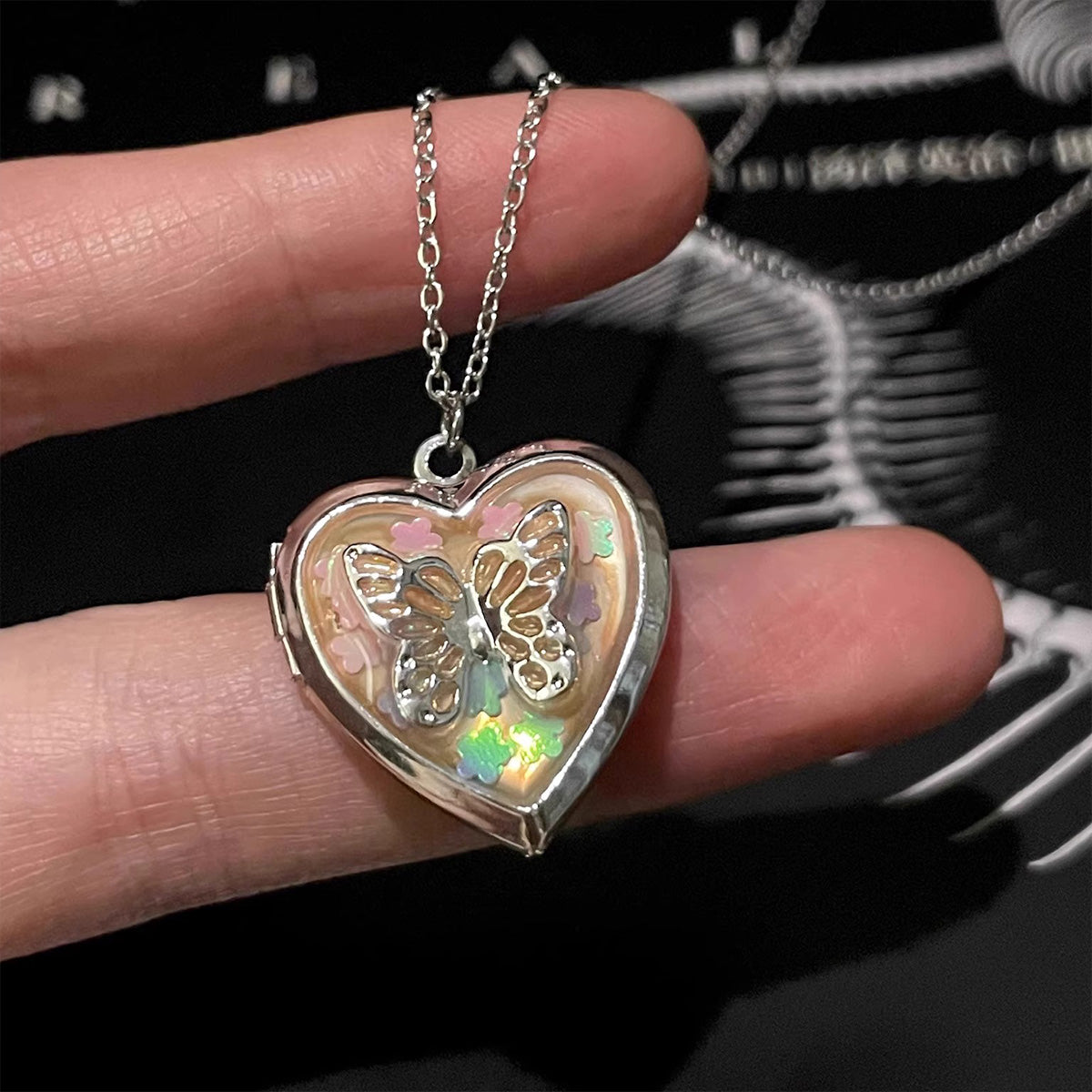 Vintage Butterfly Box Necklace - Retro Mystic Secret Locket Jewelry | Unique Enchanted Pendant