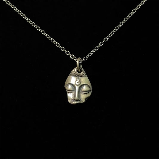 Vintage Pure Silver Buddha Necklace - Retro Zen Spiritual Jewelry | Sacred Buddha Pendant