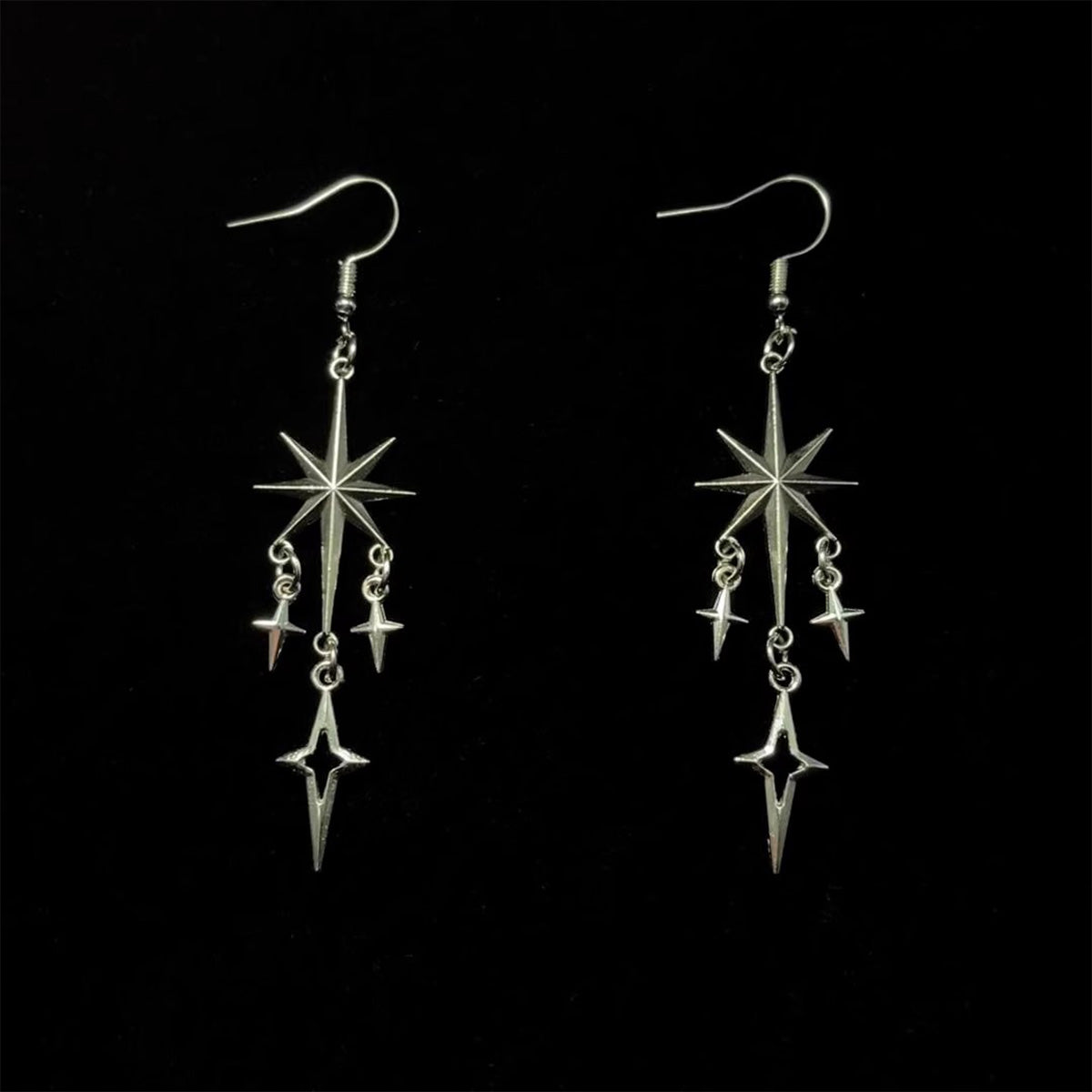 Vintage Tassel Cross Star Earrings - Retro Gothic Celestial Jewelry | Edgy Fringe Ear Dangles