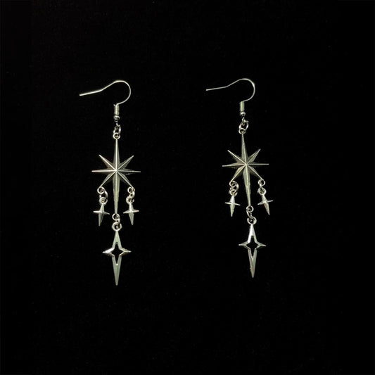 Vintage Tassel Cross Star Earrings - Retro Gothic Celestial Jewelry | Edgy Fringe Ear Dangles
