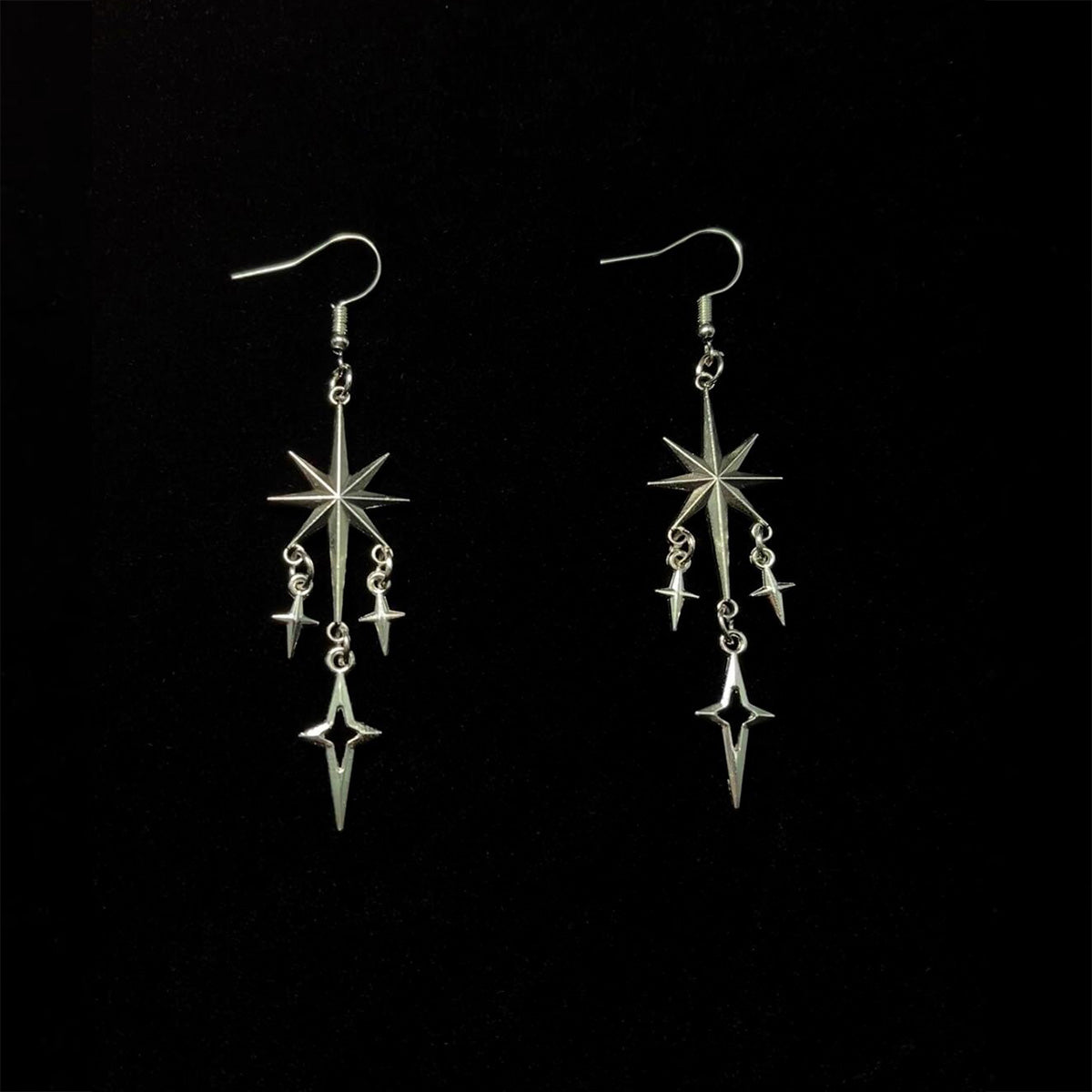 Vintage Tassel Cross Star Earrings - Retro Gothic Celestial Jewelry | Edgy Fringe Ear Dangles