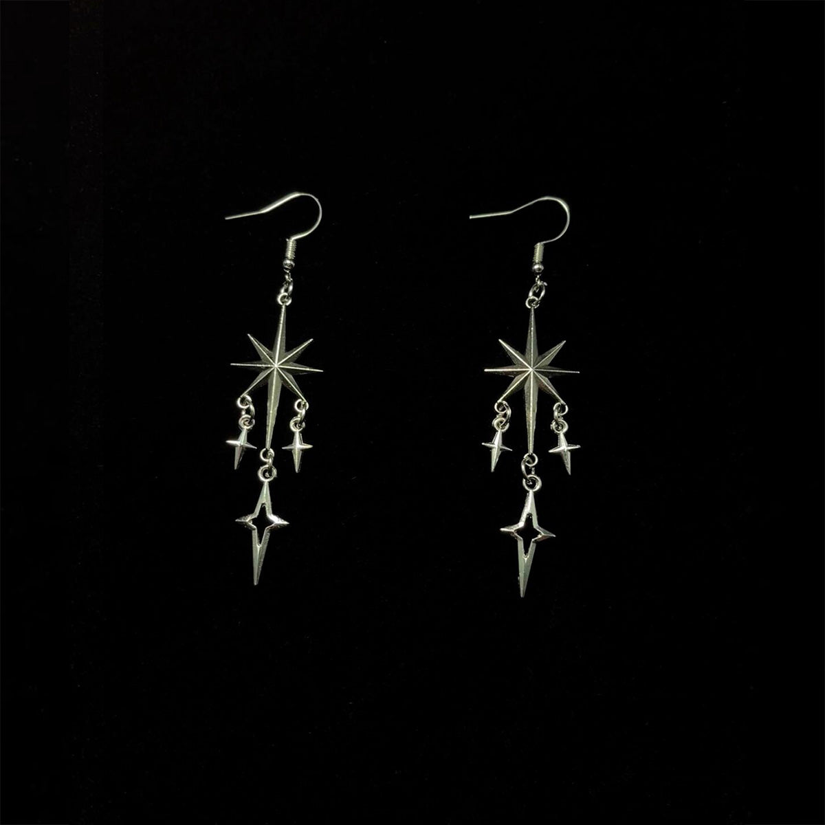 Vintage Tassel Cross Star Earrings - Retro Gothic Celestial Jewelry | Edgy Fringe Ear Dangles