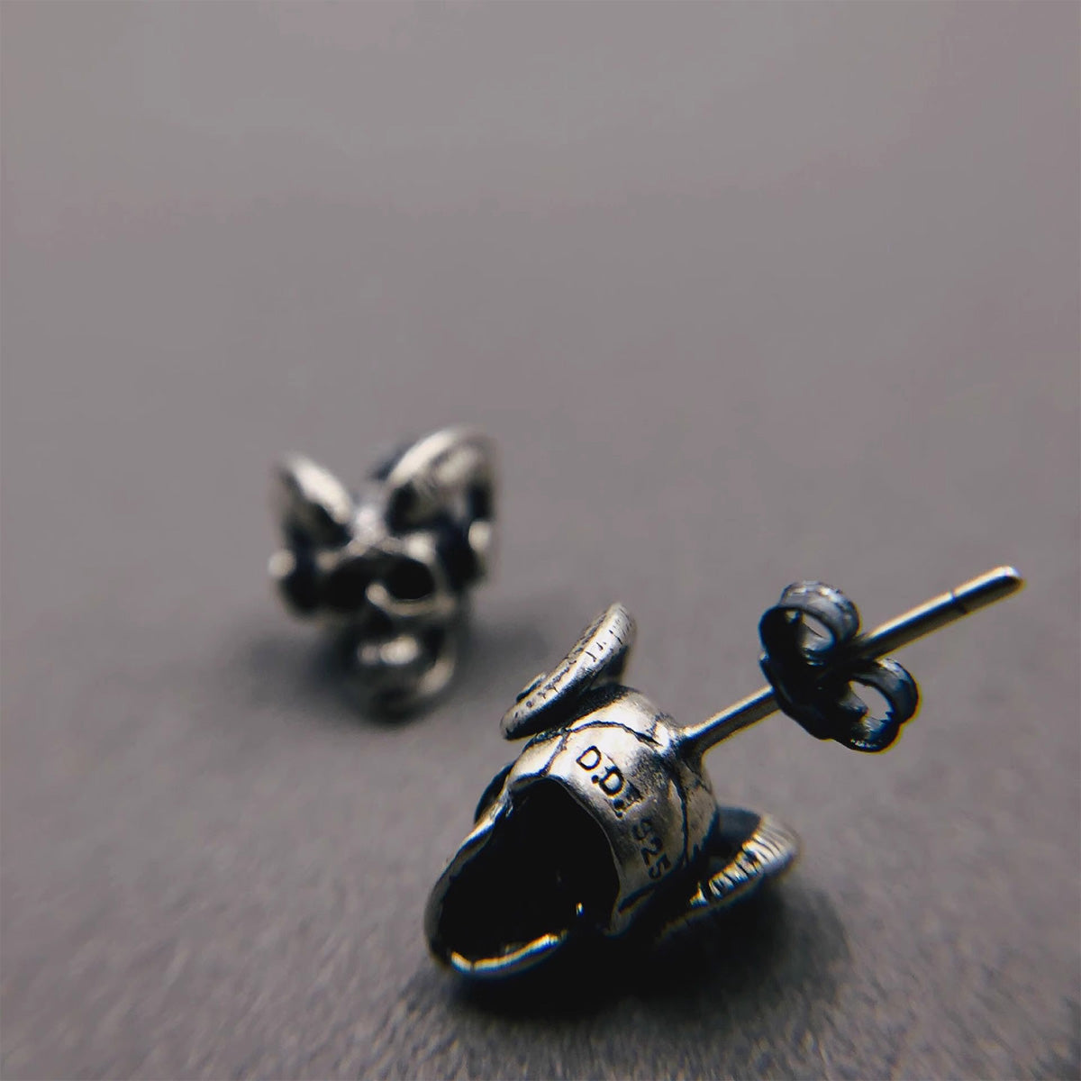 Vintage Skull Earrings - Gothic Punk Satanic Black Goat Stud | Unisex Dark Accessory