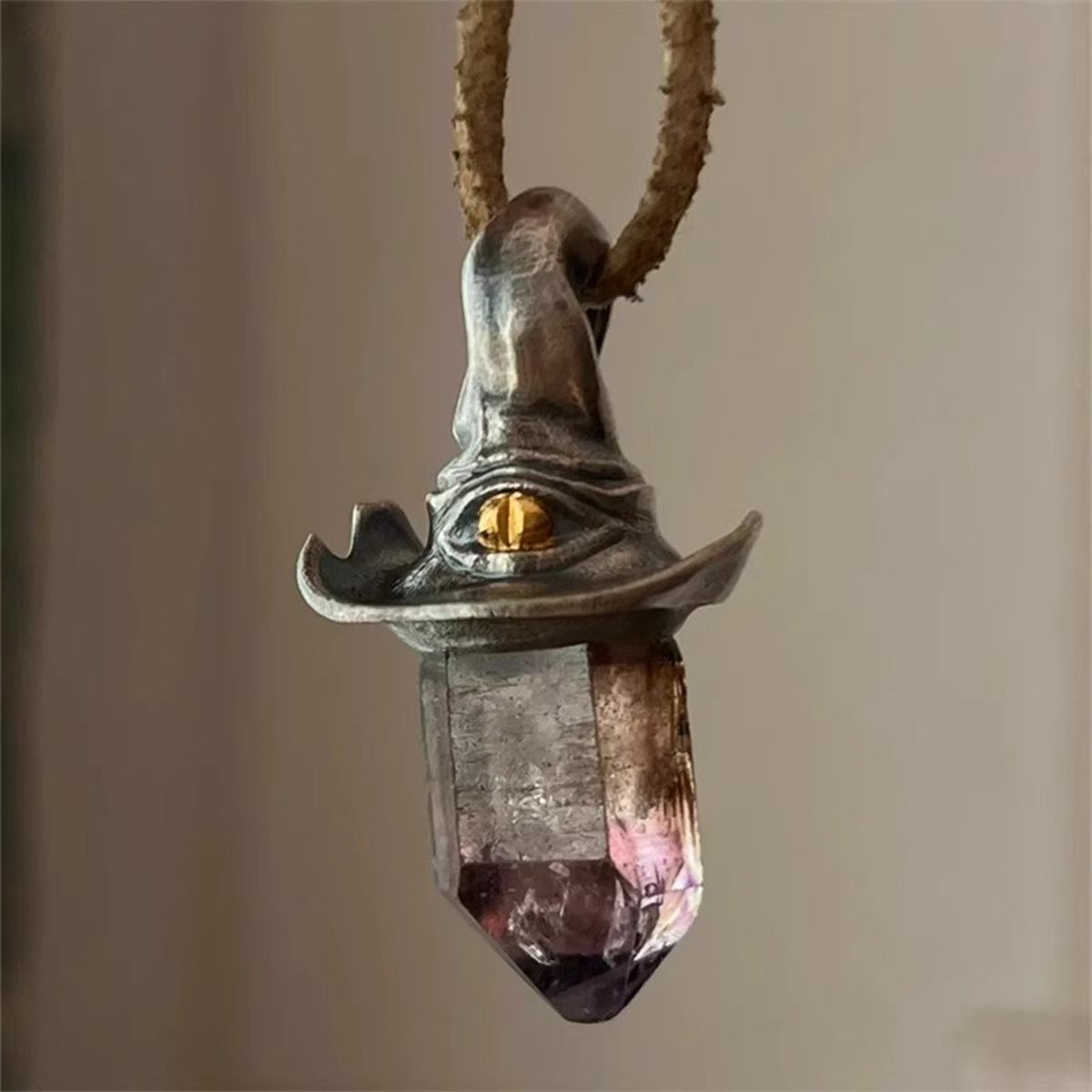 Witchy Synthetic Hexagonal Crystal Pendant - Gothic Punk Edgy Y2K Accessory | Office & Street Style