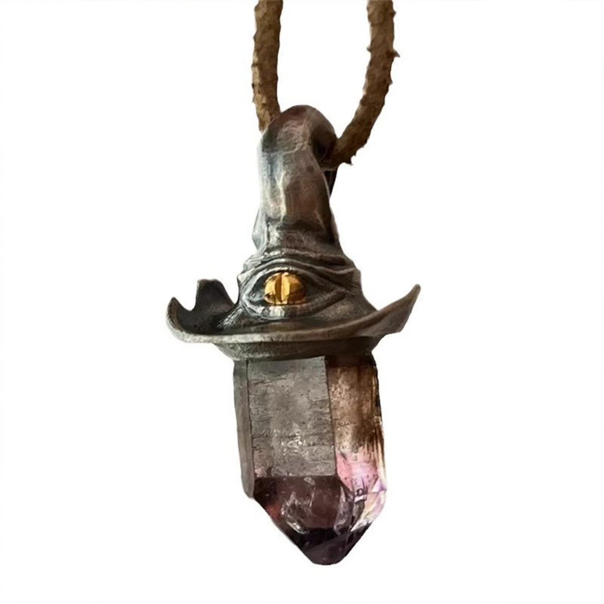 Witchy Synthetic Hexagonal Crystal Pendant - Gothic Punk Edgy Y2K Accessory | Office & Street Style