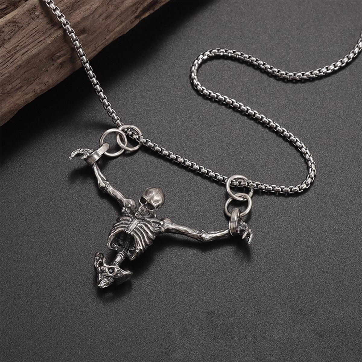 Vintage Skull Man Necklace - Exaggerated Gothic Punk Lovecraftian Pendant | Unisex Dark Accessory