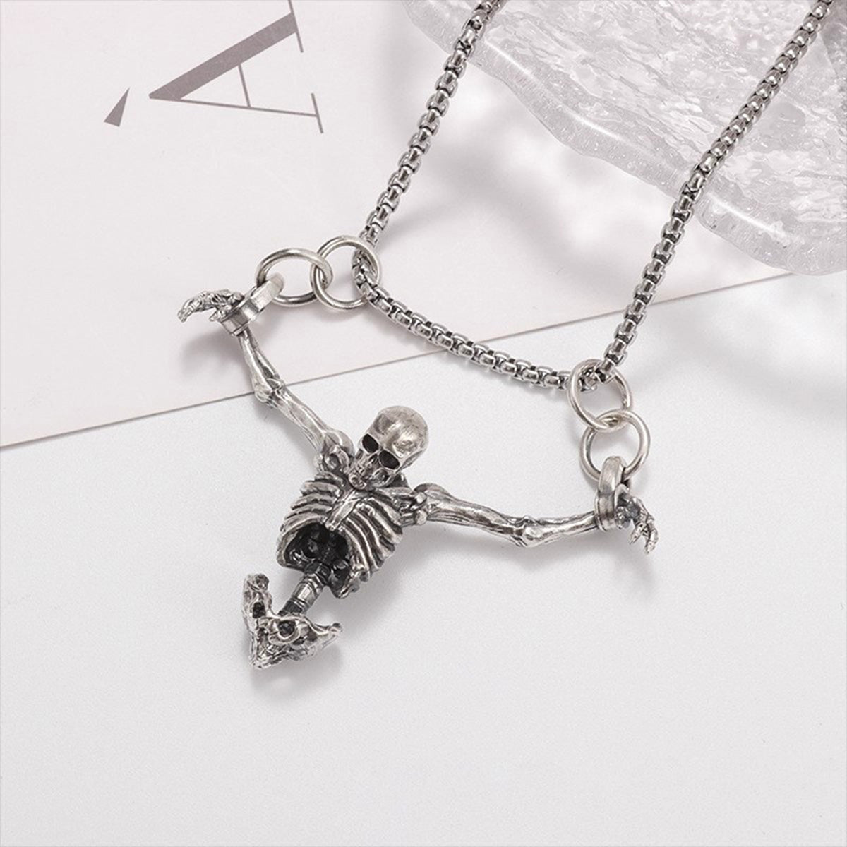 Vintage Skull Man Necklace - Exaggerated Gothic Punk Lovecraftian Pendant | Unisex Dark Accessory