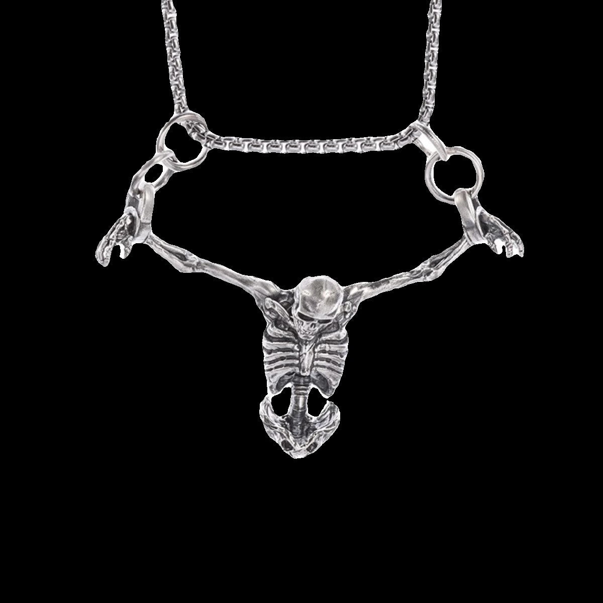 Vintage Skull Man Necklace - Exaggerated Gothic Punk Lovecraftian Pendant | Unisex Dark Accessory