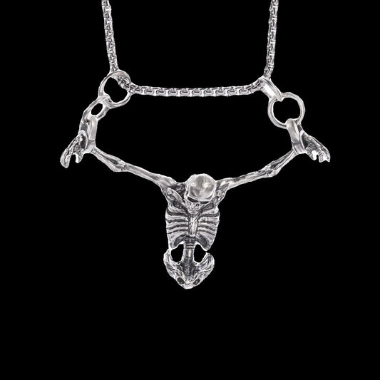 Vintage Skull Man Necklace - Exaggerated Gothic Punk Lovecraftian Pendant | Unisex Dark Accessory