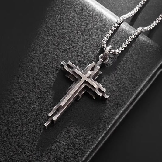 Vintage Geometric Cross Necklace - Unisex High - End Dark Punk Pendant | Stylish Design Accessory