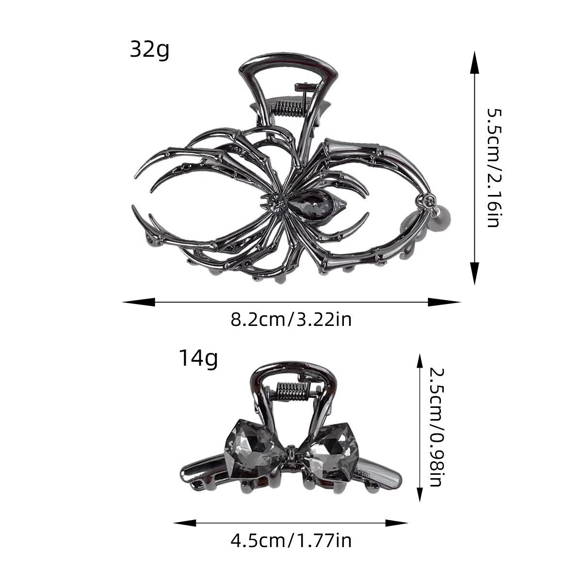 Dark Gothic Spider Hair Claw - Punk Edgy E-girl Accessory | Unique Shark Clip for Ponytail