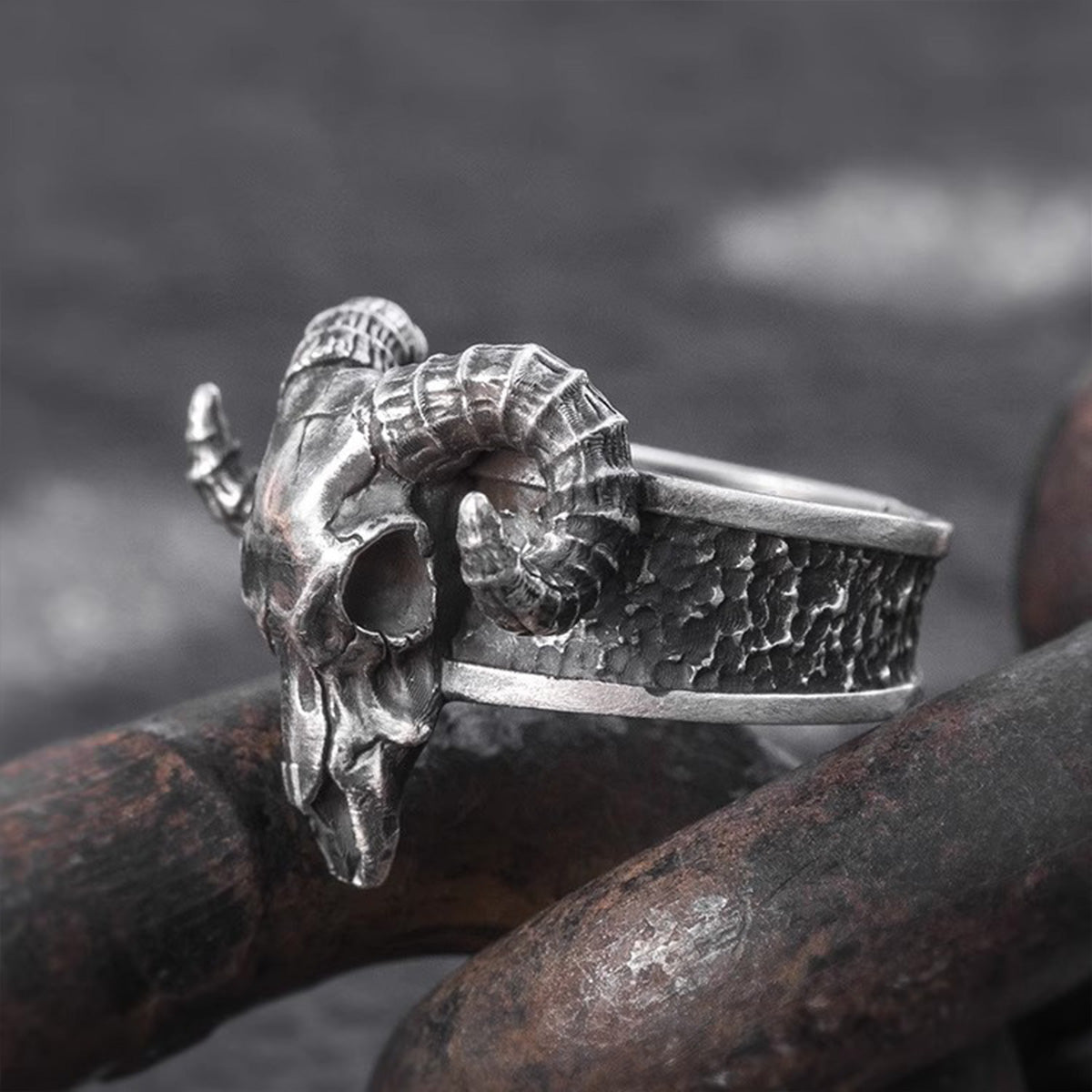 Vintage Black Goat Open Ring - Lovecraftian Dark Devil Satan Niche Exaggerated Men's Ring Accessory
