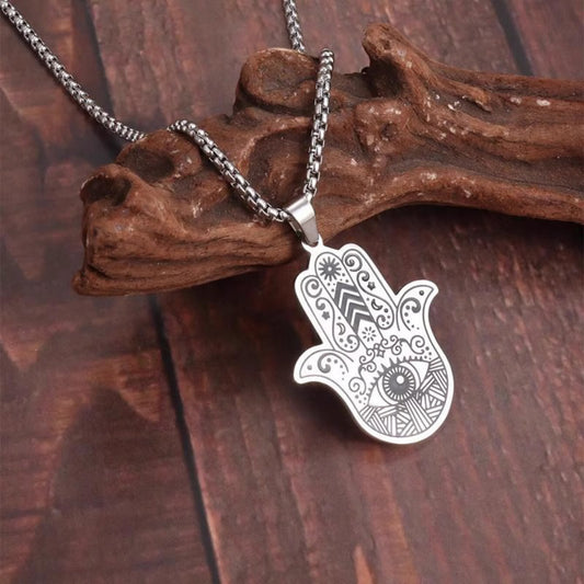 Vintage Fatima's Hand Necklace with Evil Eye Amulet - Niche Middle - Eastern Style Pendant | Unisex Gift Accessory