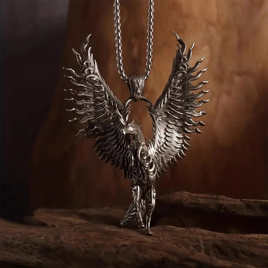 Vintage Pegasus Necklace - Men's Exaggerated Gothic Punk Dark Pendant | Niche Trendy Gift Accessory