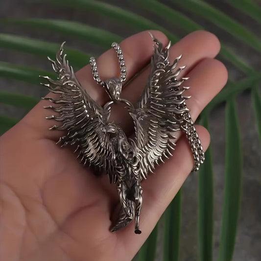 Vintage Pegasus Necklace - Men's Exaggerated Gothic Punk Dark Pendant | Niche Trendy Gift Accessory