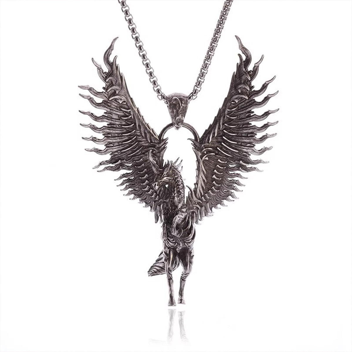 Vintage Pegasus Necklace - Men's Exaggerated Gothic Punk Dark Pendant | Niche Trendy Gift Accessory