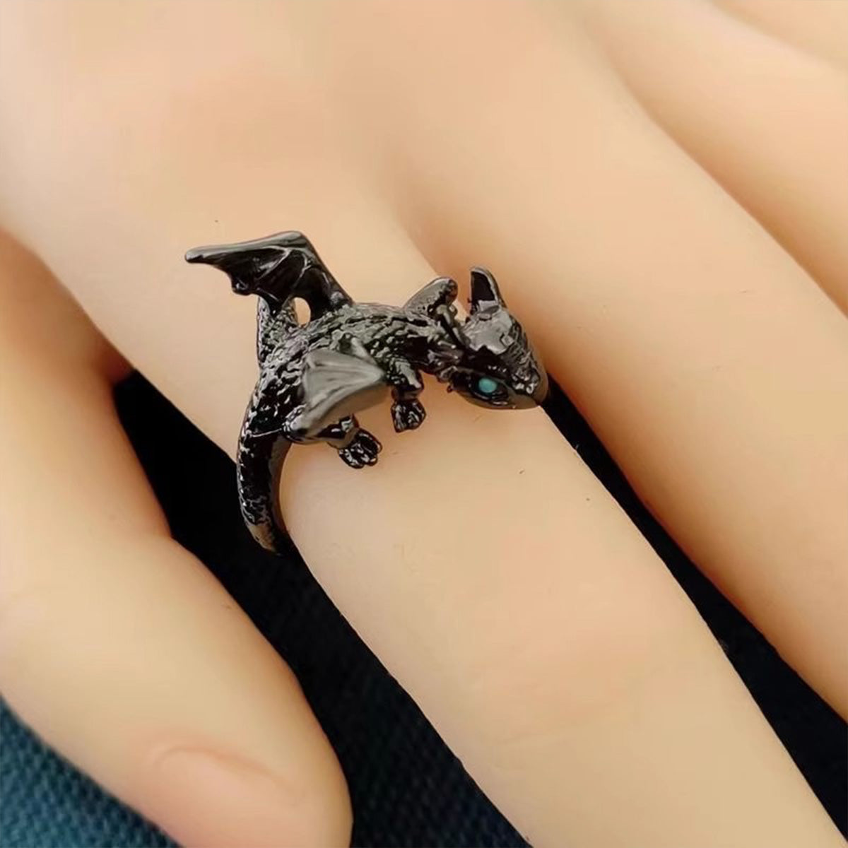 Toothless Dragon Open Ring Set - Dark Niche Couples/BFFs Ring | Cute Dragon Couple Gift Accessory