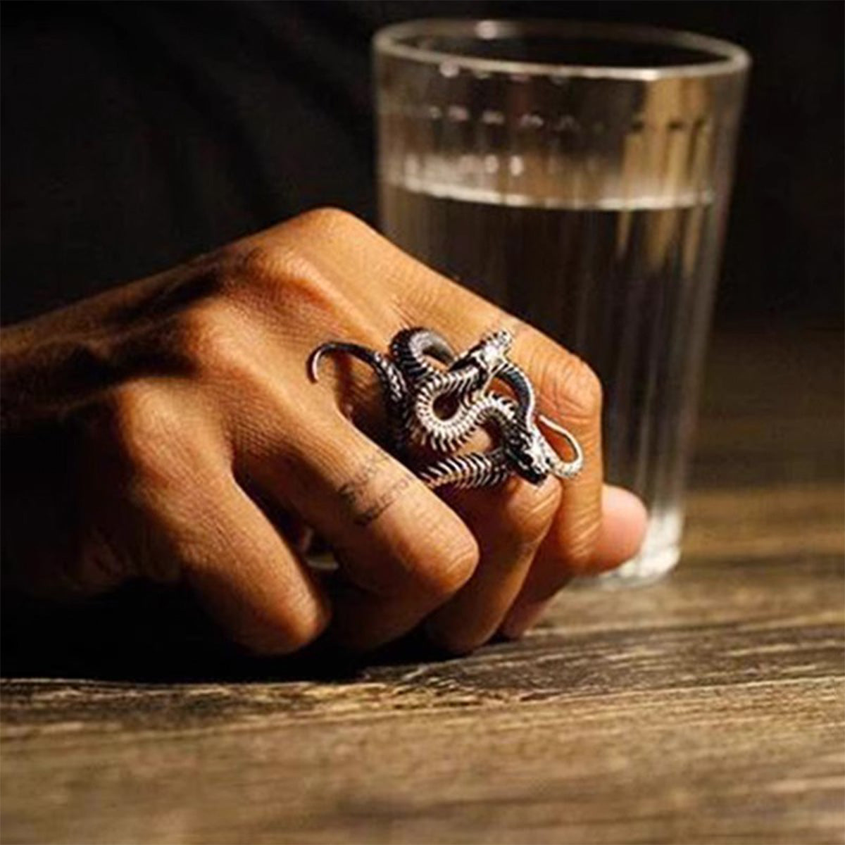 Vintage Snake Open Ring - Unisex Twisted Double Snake Gothic Ring | Niche Exaggerated Couple Accessory