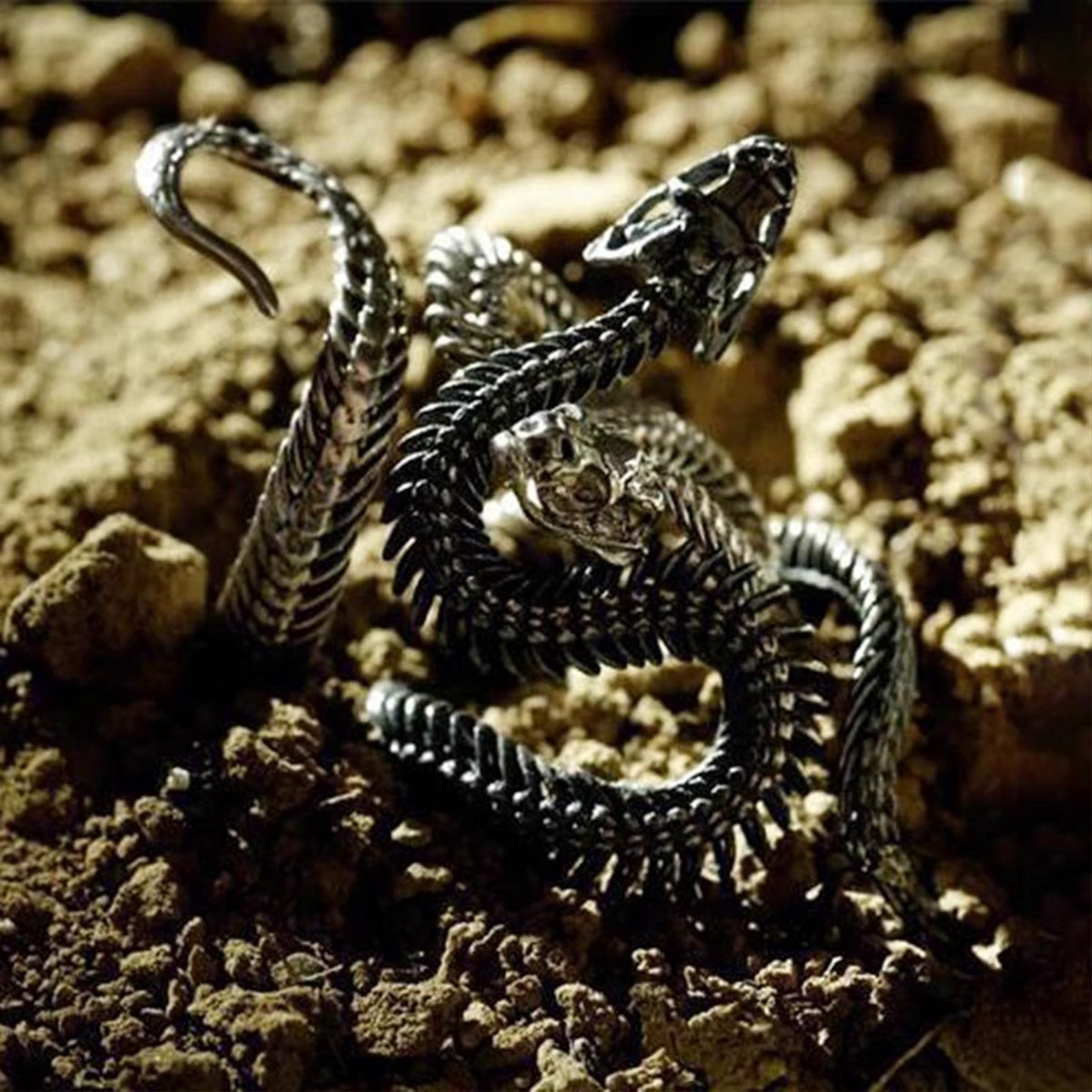 Vintage Snake Open Ring - Unisex Twisted Double Snake Gothic Ring | Niche Exaggerated Couple Accessory