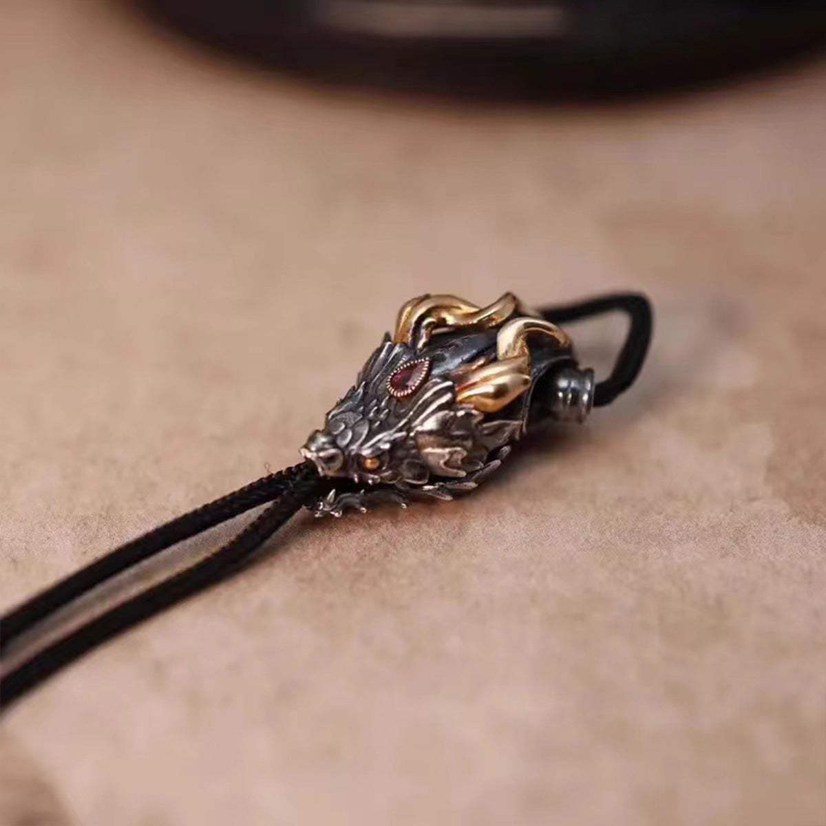 Gold-Inlaid Dragon Cloud Three-Way Bead - Bold Design | Versatile Vajra Prayer Bead Accessory