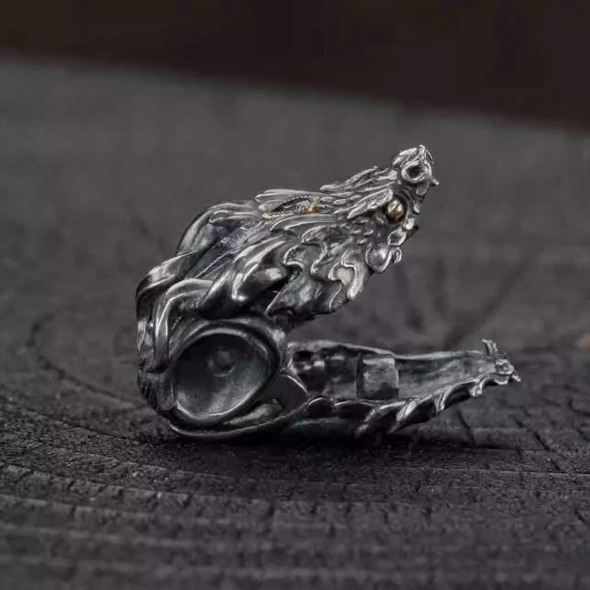 Gold-Inlaid Dragon Cloud Three-Way Bead - Bold Design | Versatile Vajra Prayer Bead Accessory