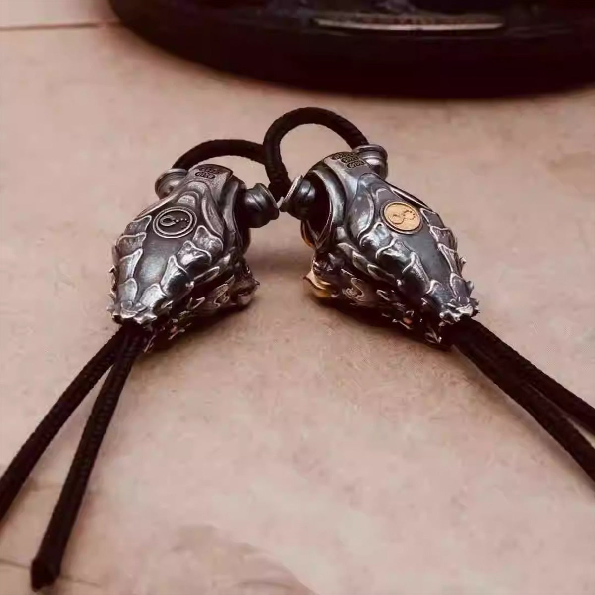 Gold-Inlaid Dragon Cloud Three-Way Bead - Bold Design | Versatile Vajra Prayer Bead Accessory