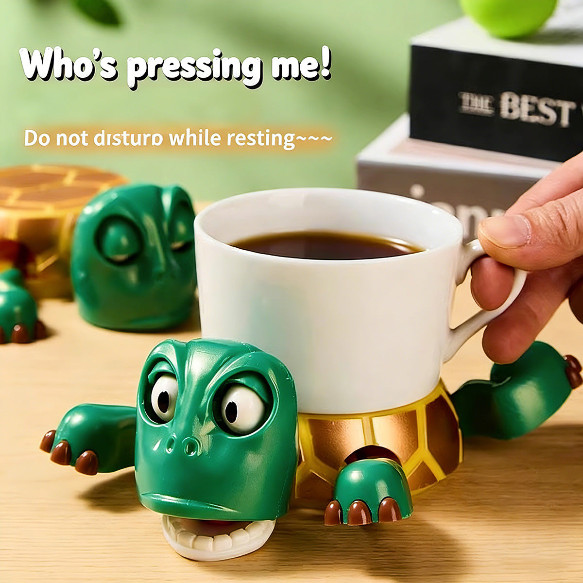 Funny Turtle Coaster - Press to Make It Glare and Stretch Limbs | Non-Slip & Heat-Insulating Creative Accessory