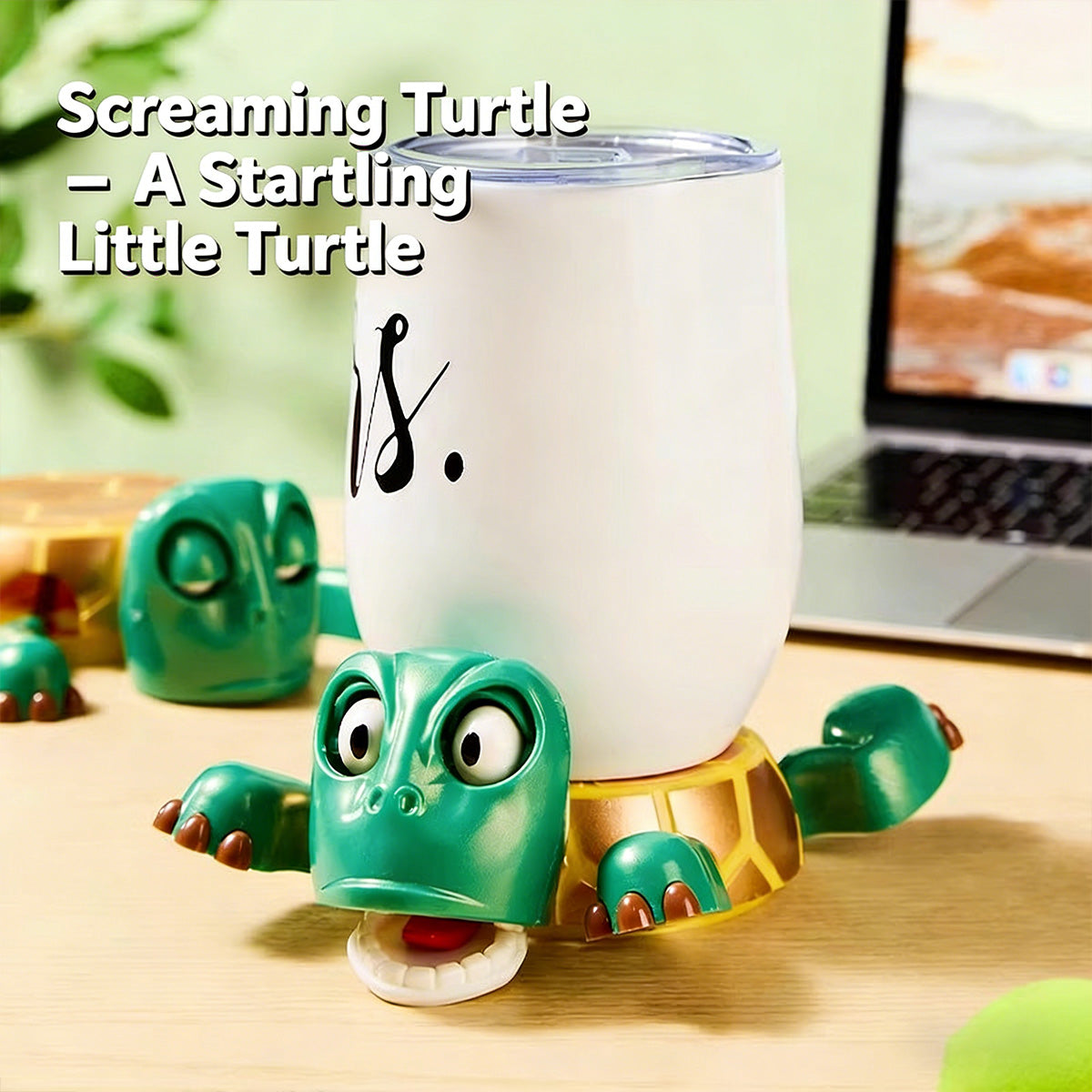 Funny Turtle Coaster - Press to Make It Glare and Stretch Limbs | Non-Slip & Heat-Insulating Creative Accessory