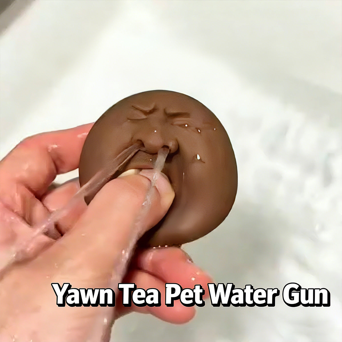 Black-Faced Yawning Tea Pet - Squirt Water Prank Toy | Funny Pinch-Spray Tea Table Decor
