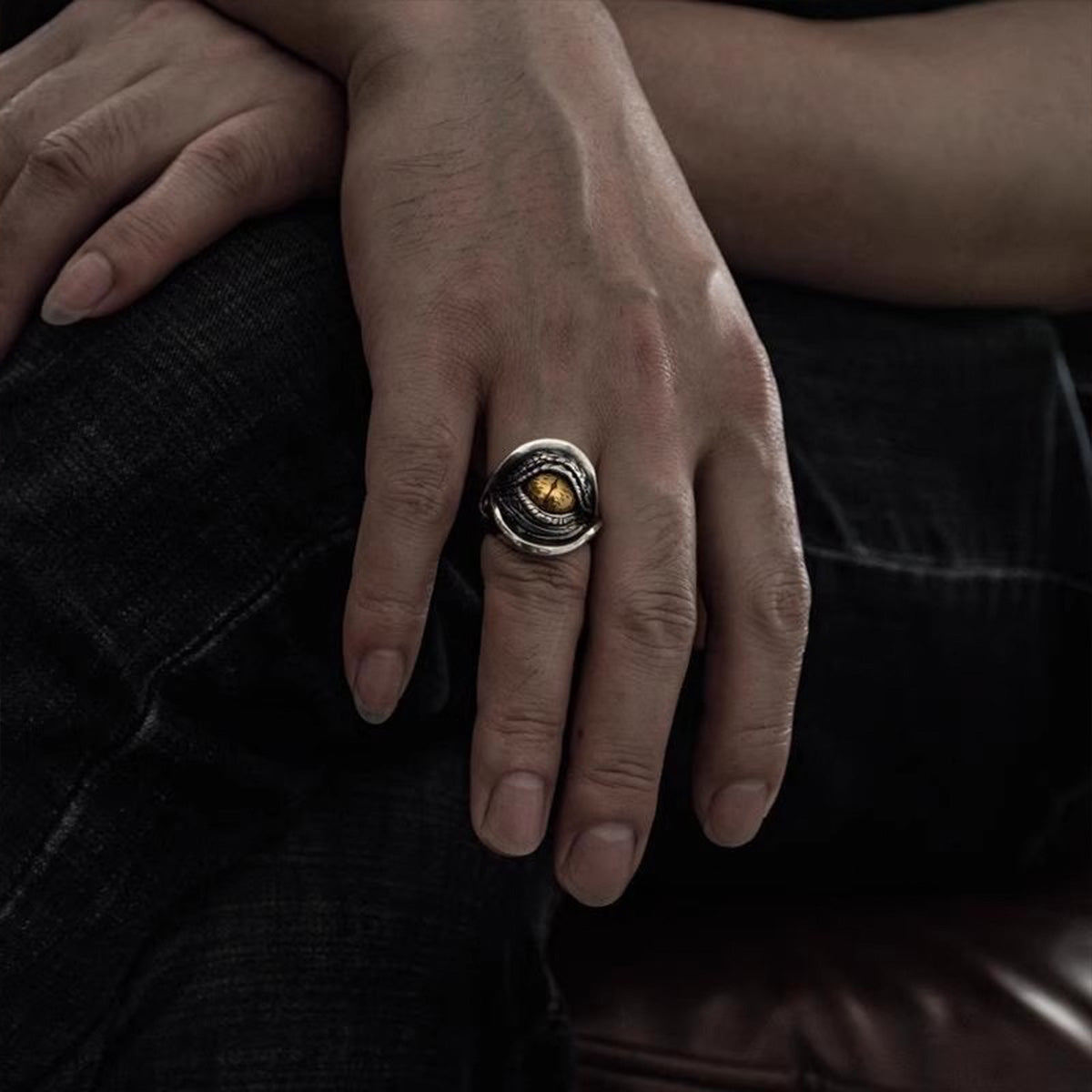 Vintage Evil Eye Open Ring - Lovecraftian Dark Gothic Punk | Unisex Niche Statement Band