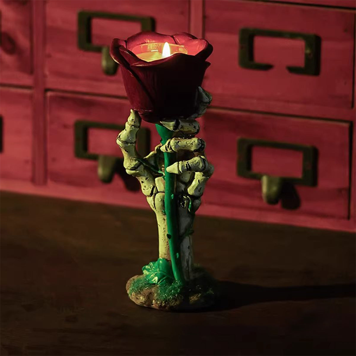 "I'll Love You Forever" Skeleton Hand Rose Lamp - Gothic Ambient Light | Halloween & Christmas Gift