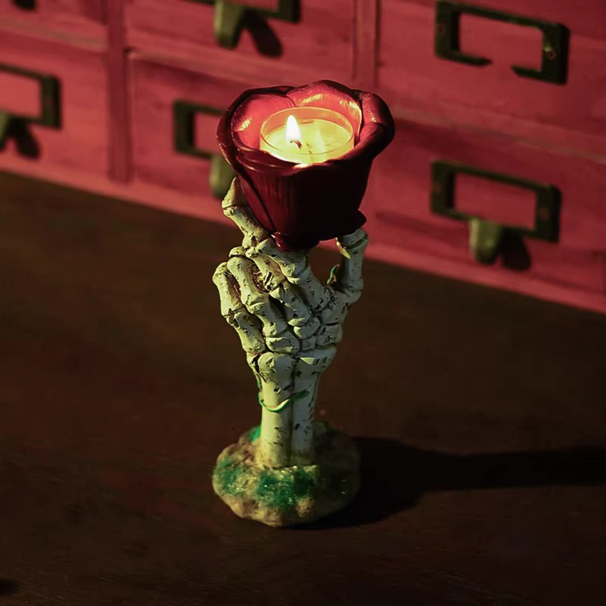 "I'll Love You Forever" Skeleton Hand Rose Lamp - Gothic Ambient Light | Halloween & Christmas Gift