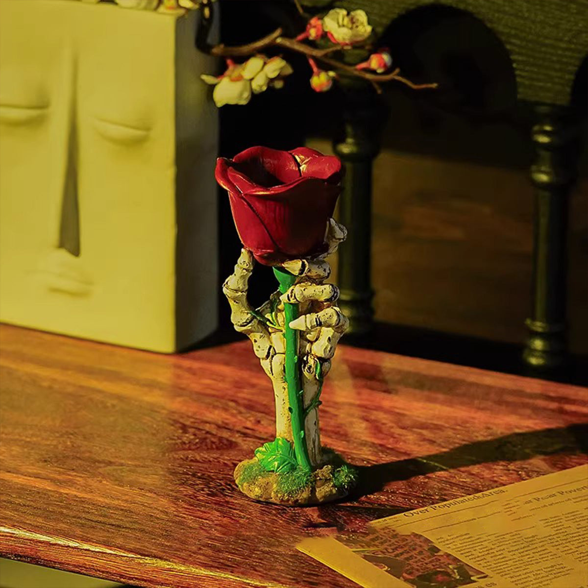 "I'll Love You Forever" Skeleton Hand Rose Lamp - Gothic Ambient Light | Halloween & Christmas Gift