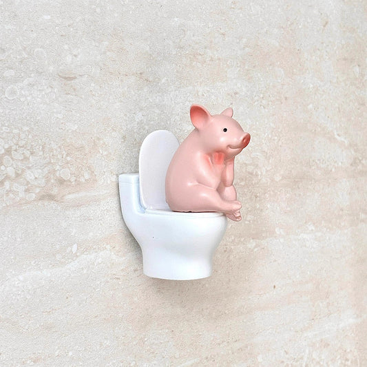 Cute Dozing Toilet Pig Ornament - Funny Desktop Decoration