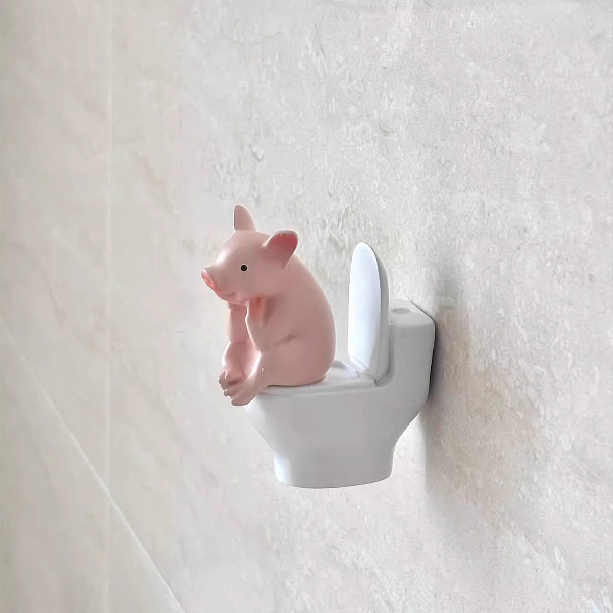 Cute Dozing Toilet Pig Ornament - Funny Desktop Decoration