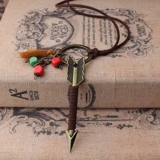 Vintage Bow & Arrow Alloy Pendant - Women's Long Ethnic Sweater Chain, Perfect Minimalist Accessory for Tees & Sweaters