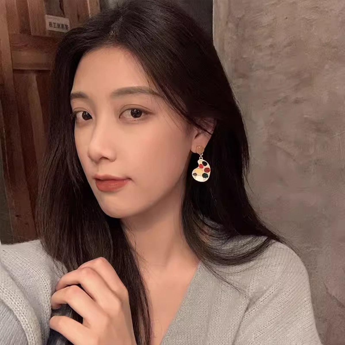 Abstract Paintbrush Palette Earrings - Handmade Asymmetric Clip-Ons, Artsy Earrings for Non-Pierced Ears & Daily Wear