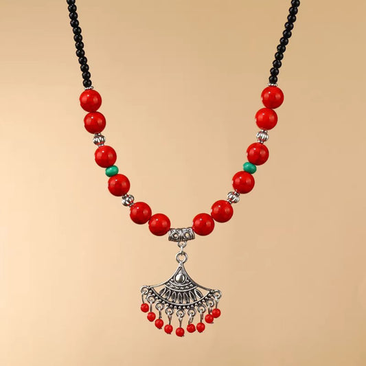 Exotic Retro Tibetan Headpiece, Forehead Chain and Center - Drop, Red Clavicle Chain, Ideal Women's Accessory