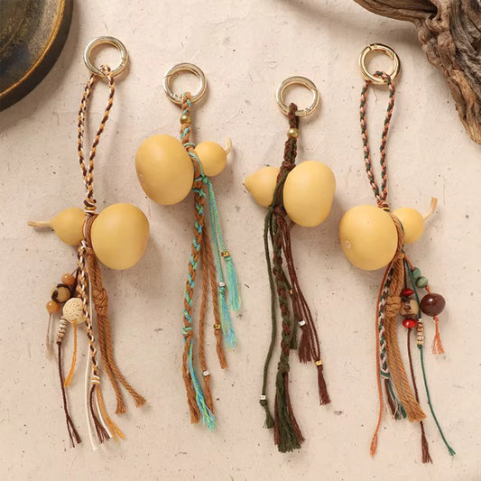 Chinese Style Gourd Tassel Bag Charm - Handwoven Bodhi Seed Vintage Accessory, Perfect for Retro Bag Decoration
