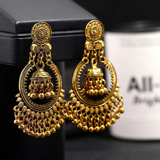 Bohemian Bold Birdcage Tassel Earrings - Retro Ethnic Long Drop Earrings, Perfect for Elevating Bohemian & Retro Outfits