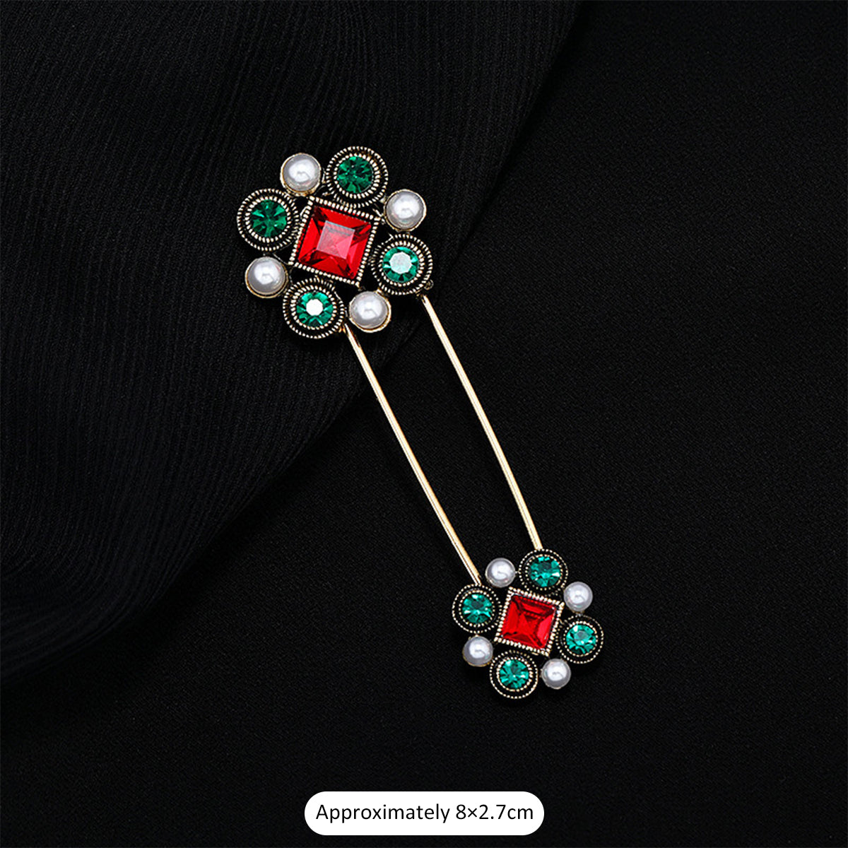 Vintage Baroque Court Brooch - Luxury Gem Crystal Scarf Shawl Pin, Elegant Accessory for Women’s Evening & Daily Looks