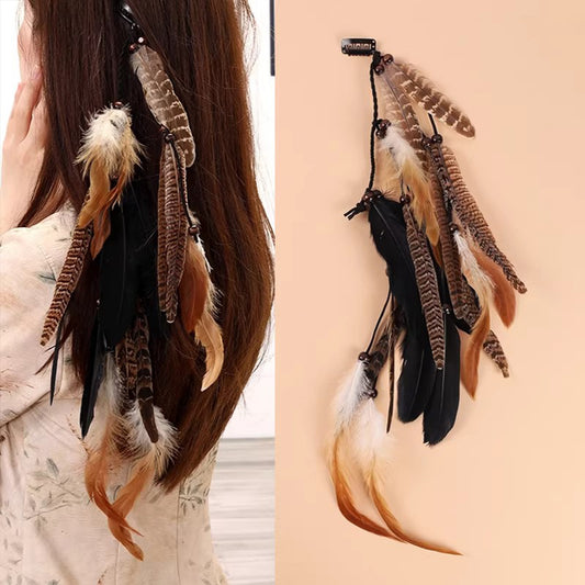 Exotic Peacock Feather Hair Clip - Boho Beach Vacation Headpiece for Women
