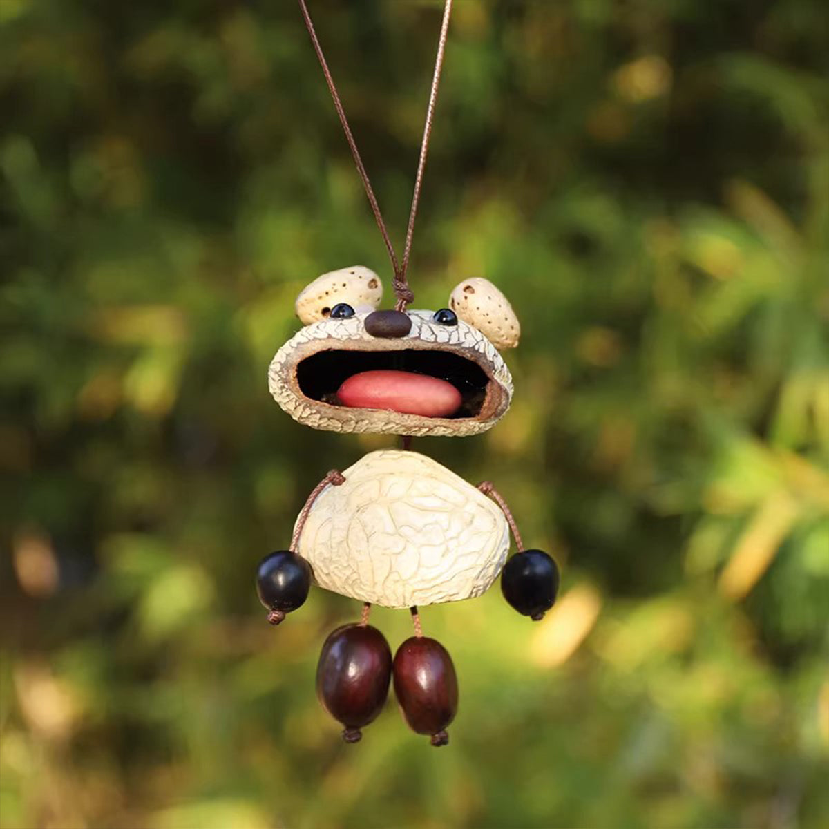 Handmade Shell Big Mouth Bear Charm - Cute Bag Pendant Healing Wind Chime Gift