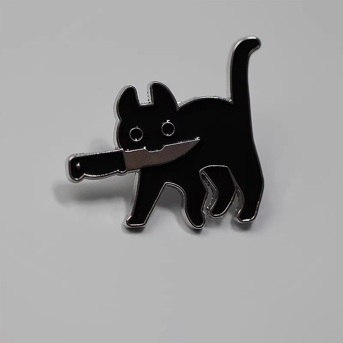 Mischievous Black Cat Brooch with a Little Knife - Whimsical Pin for Trendsetters